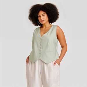 Light Green Button-Up Vest